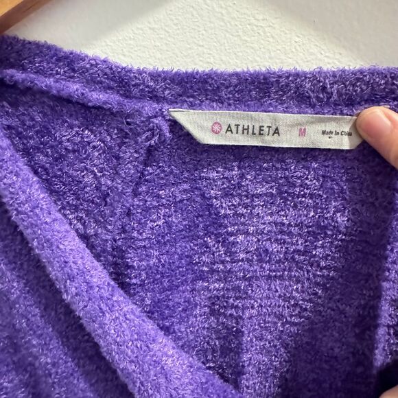Athleta Cuddle Up Cozy Sweater Purple Cowl Neck Long Sleeve Pullover Size Medium - Picture 3 of 7